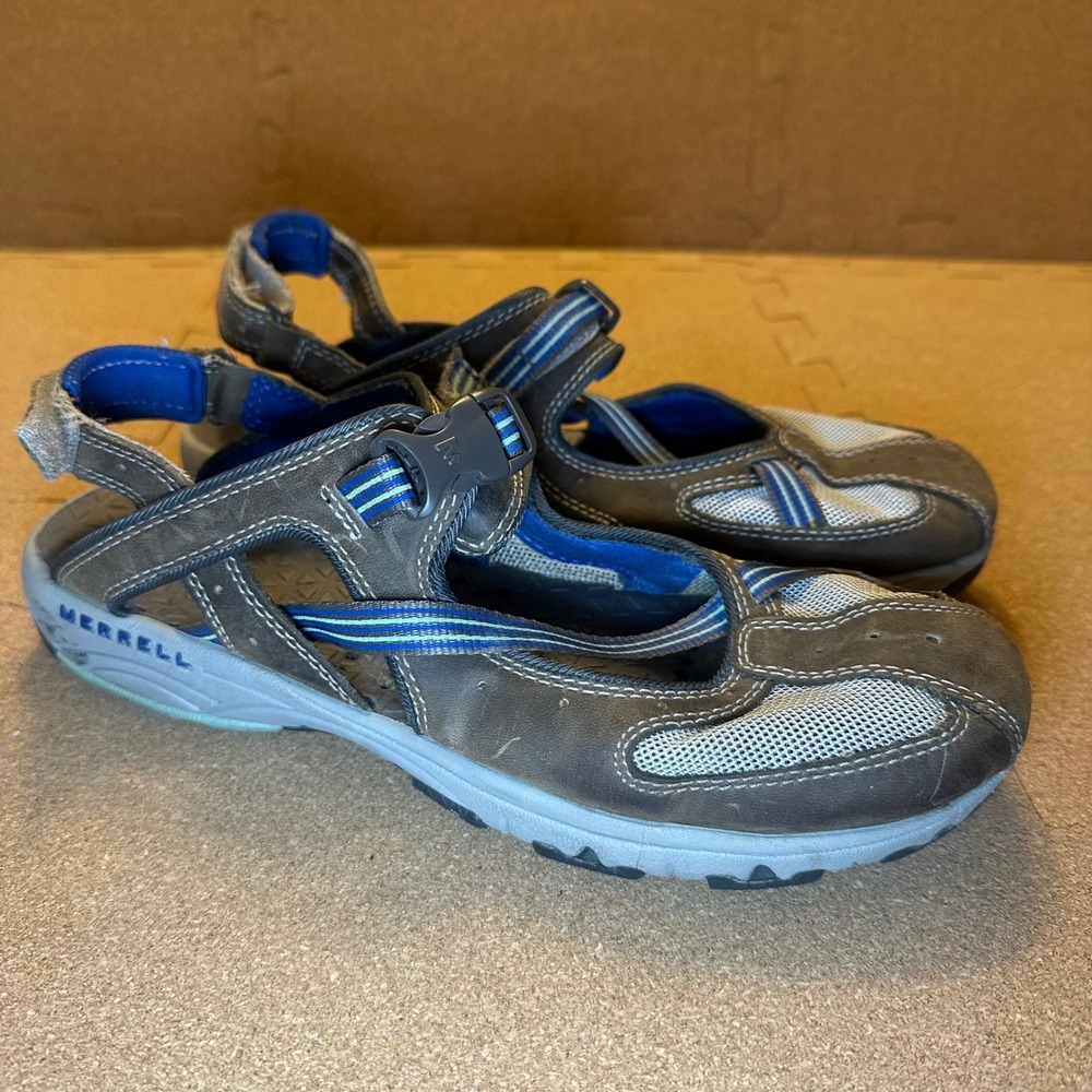 Merrell Cambrian Emme Sandals‎ Women 9 Brown Blue Water Shoes Mesh Vibram Hiking